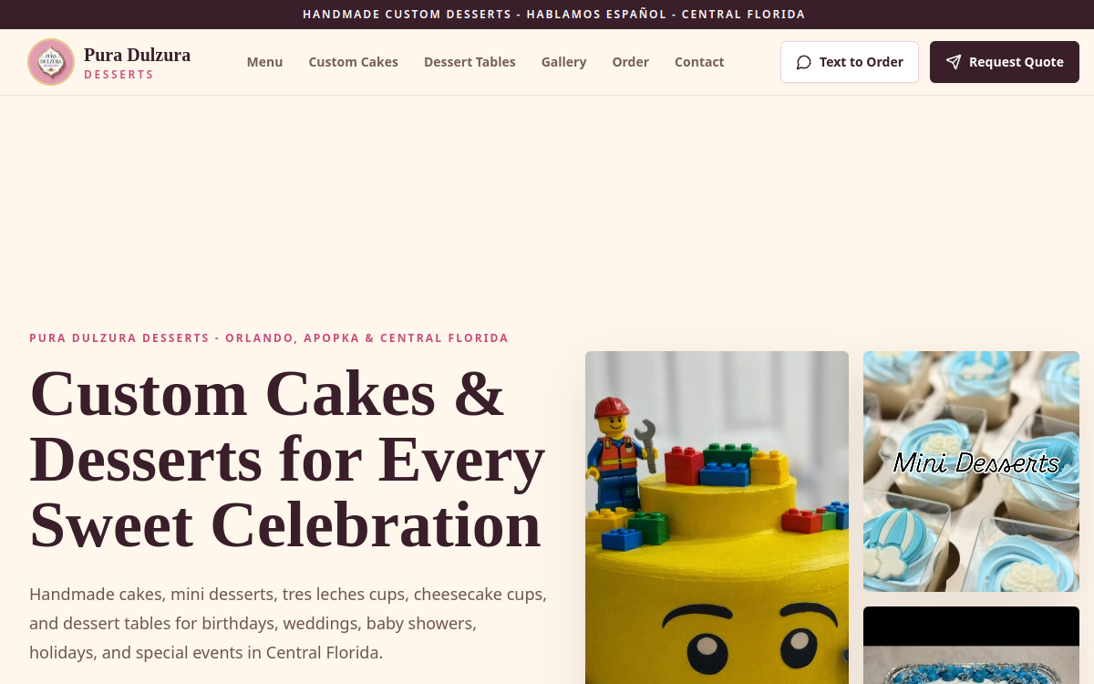 Pura Dulzura Desserts website screenshot