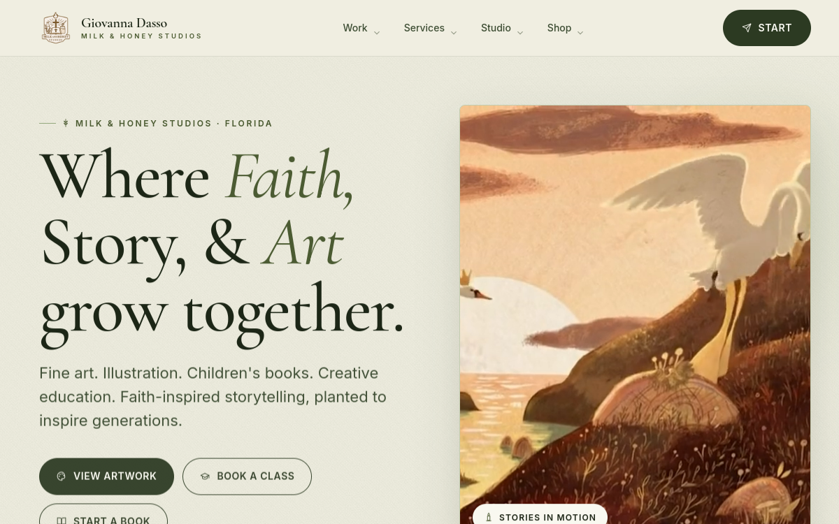 Milk & Honey Studios website screenshot